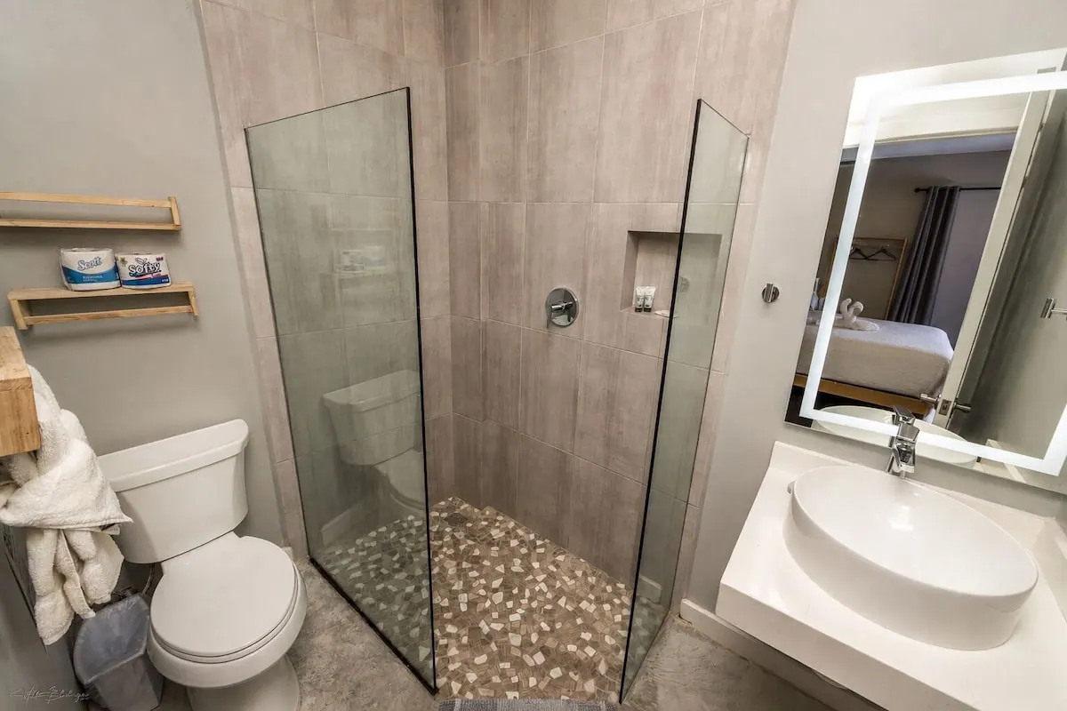 Bathroom in the Sandbar Beachfront Hotel & Hostel photo gallery